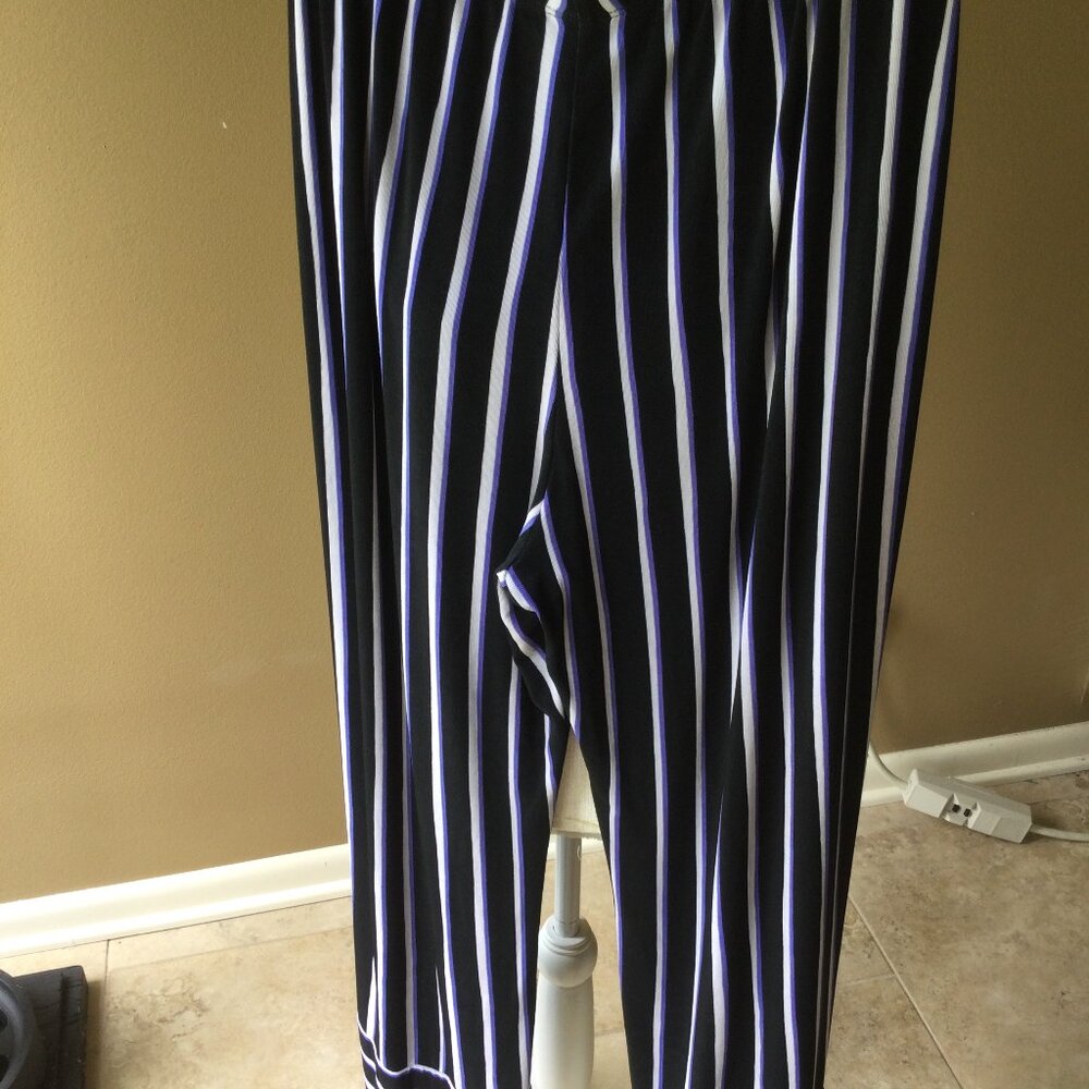 NWT Chico's Womens Striped Traveler Pull On Pants Wide Leg High Rise Sz 16 (3R)